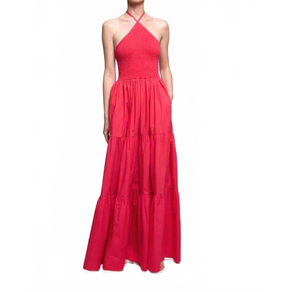 NEW S/W/F diamond tiered maxi dress in rosado